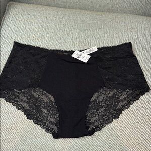 VS VICTORIAS SECRET PINK No Show Cheeky Lace Panty Undies Underwear L - Black